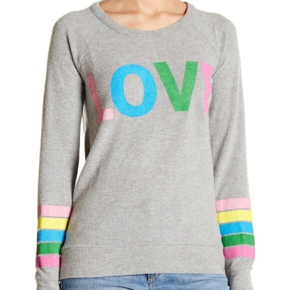 NWT Chaser Rainbow Stripe Love Knit Pullover - Picture 1 of 10